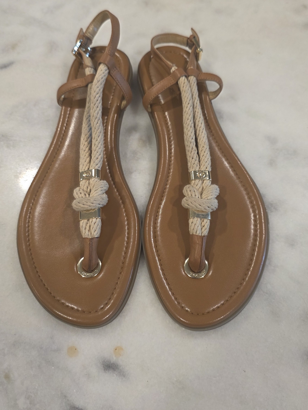 Women’s Tan Rope T-Strap Sandals-Michael KORS